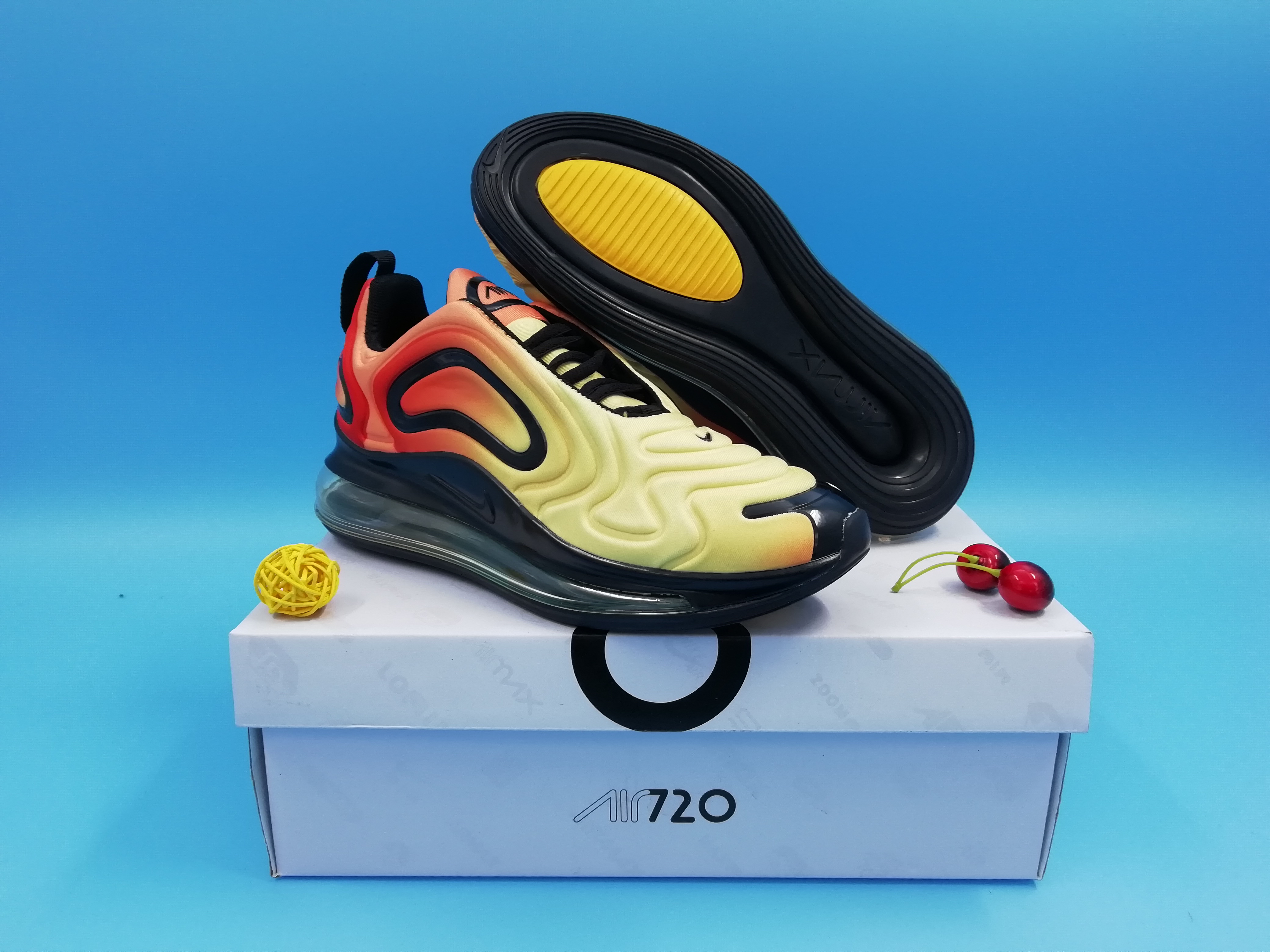 Women Nike Air Max 720 Yellow Orange Black Shoes - Click Image to Close